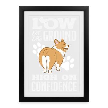 Pattes courtes, silhouette haute, corgi - Affiche encadrée (27 × 37 cm) - noir - Devant