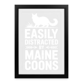 Maine Coon Dictons, blague sur chat, cadeau Maine Coon - Affiche encadrée (27 × 37 cm) - noir - Devant