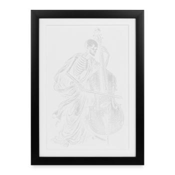 Skeleton joue de la contrebasse - Affiche encadrée (27 × 37 cm) - noir - Devant
