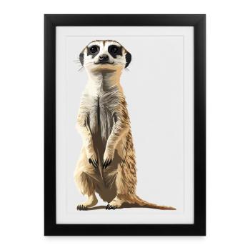 Suricate Erdmännchen - Affiche encadrée (27 × 37 cm) - noir - Devant