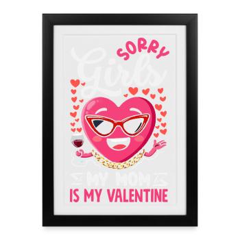 Cœur rétro design de la Saint-Valentin Amour - Affiche encadrée (27 × 37 cm) - noir - Devant