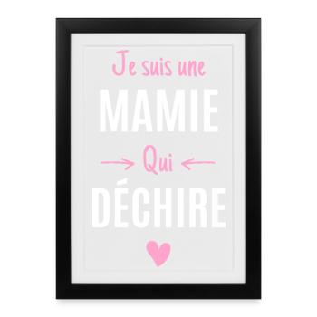 Humour Mamie Cadeau Grand-Mère Original - Affiche encadrée (27 × 37 cm) - noir - Devant