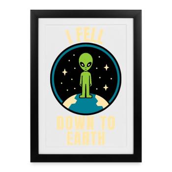 Alien lands on Earth - Framed poster (27 × 37 cm) - black - Front