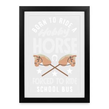 Balades en bus scolaire pour chevaux de loisir - Affiche encadrée (27 × 37 cm) - noir - Devant