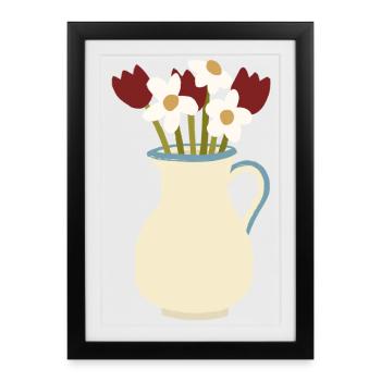 Duo Bloom de vase en céramique - Affiche encadrée (27 × 37 cm) - noir - Devant