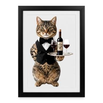 Waiter tom in tuxedo chic - Framed poster (27 × 37 cm) - black - Front