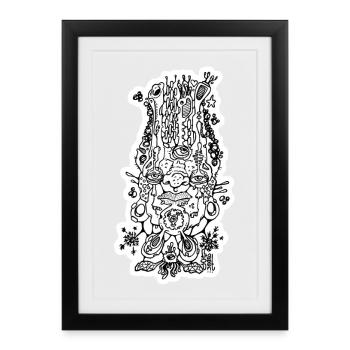 Shaman Head (outline) - Framed poster (27 × 37 cm) - black - Front