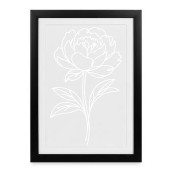 Peonies Line Study - Framed poster (27 × 37 cm) - black - Front