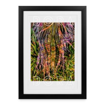 Feuilles des plantes néon tropicales - Affiche encadrée (27 × 37 cm) - noir - Devant