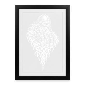 Der Wikinger – Bart aus Flechtwerk - Gerahmtes Poster (27 × 37 cm) - Schwarz - Vorne