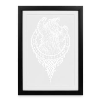 Der brüllende Bär im Runenring - Gerahmtes Poster (27 × 37 cm) - Schwarz - Vorne