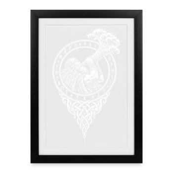 Thor trinkt das Meer – Das Horn reicht in die See - Gerahmtes Poster (27 × 37 cm) - Schwarz - Vorne