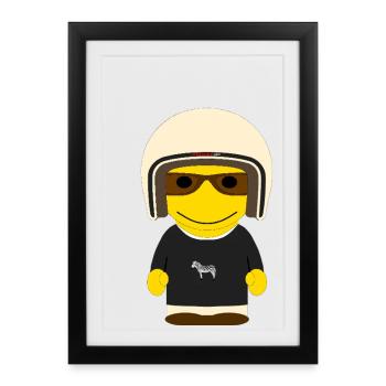 GEEKLEY retro zebra helmet - Framed poster (27 × 37 cm) - black - Front