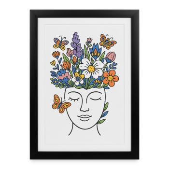 Couronne de fleurs en fleurs de tête - Affiche encadrée (27 × 37 cm) - noir - Devant