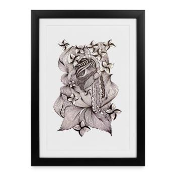 Zentangle Floral Pattern Black & White - Framed poster (27 × 37 cm) - black - Front