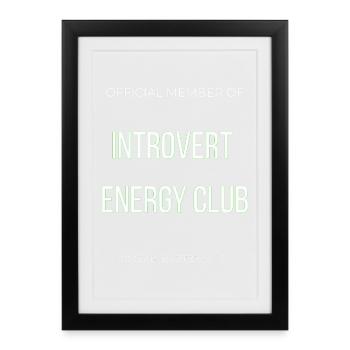 Introvert Energy Club - Lustig Social Battery Low - Framed poster (27 × 37 cm) - black - Front
