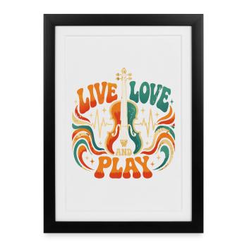 Vivre, aimer et jouer du violon - Affiche encadrée (27 × 37 cm) - noir - Devant