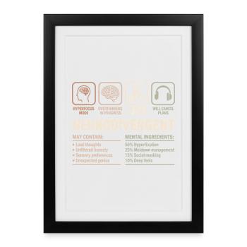 Faits sur les neurodivergents Conception de la neurodiversité - Affiche encadrée (27 × 37 cm) - noir - Devant