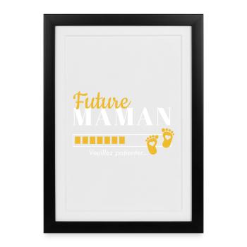 Future Maman, veuillez patienter - Affiche encadrée (27 × 37 cm) - noir - Devant