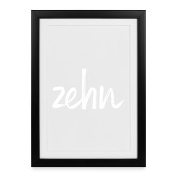 dix 10 numéro de cadeau d'anniversaire - Affiche encadrée (27 × 37 cm) - noir - Devant