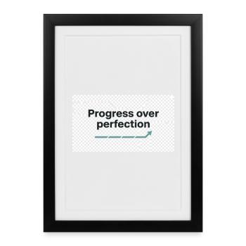 Typography_design_text_progress_over_perfectio - Affiche encadrée (27 × 37 cm) - noir - Devant