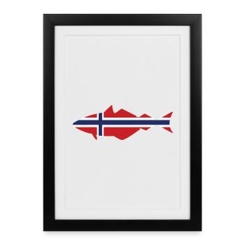 Pollack Norway pour les pêcheurs qui pêchent dans le fjord - Affiche encadrée (27 × 37 cm) - noir - Devant