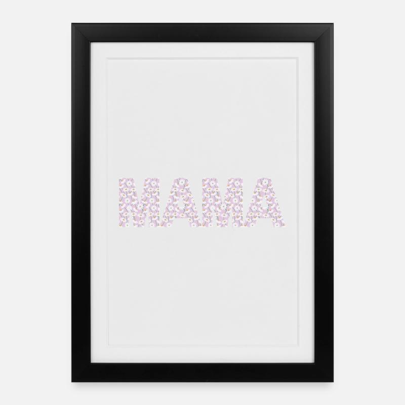 Mom Blossoms Typography - Framed poster (27 × 37 cm) - black