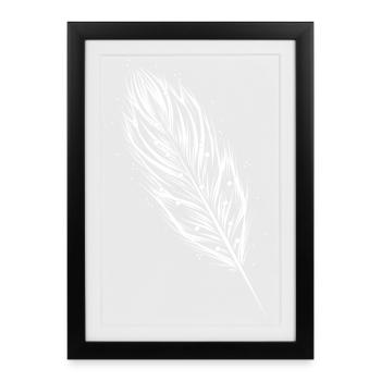 White feather - Framed poster (27 × 37 cm) - black - Front