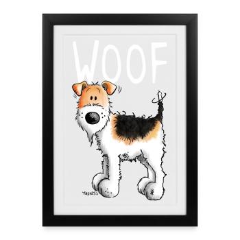 Woof Foxterrier - Foxterrier Drahthaar - Hund - Gerahmtes Poster (27 × 37 cm) - Schwarz - Vorne