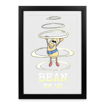Bean Me-Up Space - Bean - Affiche encadrée (27 × 37 cm) - noir - Devant