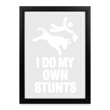 Funny Rodeo Riders, je fais mes propres cascades, Cowboy - Affiche encadrée (27 × 37 cm) - noir - Devant