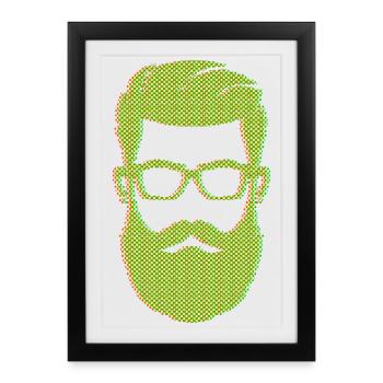 Masculinité barbue Coiffure barbue Cheveux - Affiche encadrée (27 × 37 cm) - noir - Devant