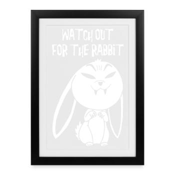 Lapin vampire blanc (anglais) - Affiche encadrée (27 × 37 cm) - noir - Devant