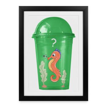 Seahorse in a cup - Framed poster (27 × 37 cm) - black - Front