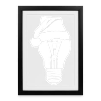 Lampe avec chapeau de Noël - Affiche encadrée (27 × 37 cm) - noir - Devant