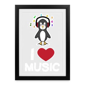 Cool Cute Bird Penguin Statement Animal Heart - Framed poster (27 × 37 cm) - black - Front
