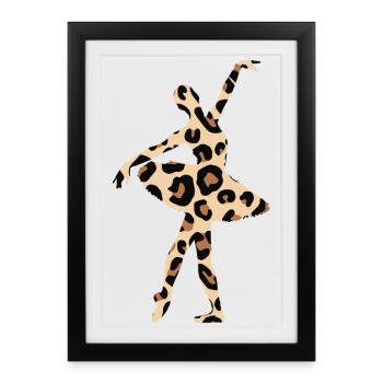 Ballerina Leopard Ballet Dancer Cadeau - Affiche encadrée (27 × 37 cm) - noir - Devant
