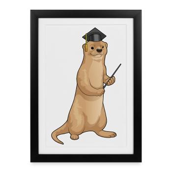 Otter Teacher Pointing Stick School - Framed poster (27 × 37 cm) - black - Front