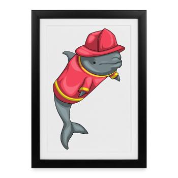 Pompiers de Delfin - Affiche encadrée (27 × 37 cm) - noir - Devant