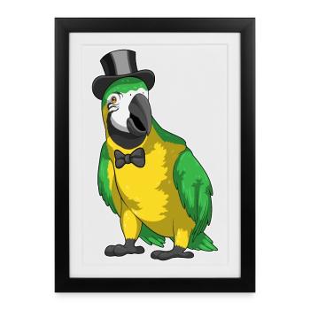 Parrot Groom Cylindre Mariage - Affiche encadrée (27 × 37 cm) - noir - Devant