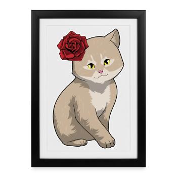 Cat Rose - Affiche encadrée (27 × 37 cm) - noir - Devant