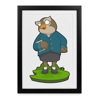 Bureau des lunettes du secrétaire hibou - Affiche encadrée (27 × 37 cm) - noir - Devant