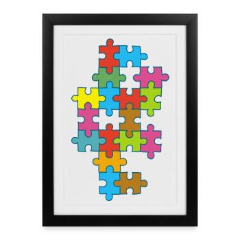 puzzle incomplet multicolore - Affiche encadrée (27 × 37 cm) - noir - Devant