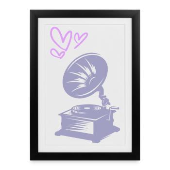 Musique Vintage Gramophone - Affiche encadrée (27 × 37 cm) - noir - Devant