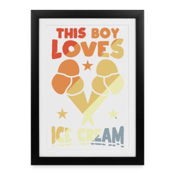 Ce garçon adore la crème glacée - Affiche encadrée (27 × 37 cm) - noir - Devant