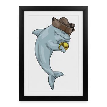 Dolphin Pirate Crochet Main - Affiche encadrée (27 × 37 cm) - noir - Devant