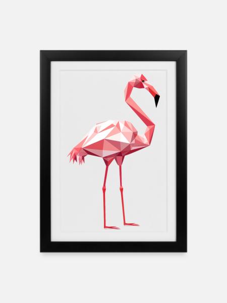 Flamingo in Geometric Style - Framed poster (27 × 37 cm) - black