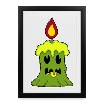 Bougie Halloween - Affiche encadrée (27 × 37 cm) - noir - Devant