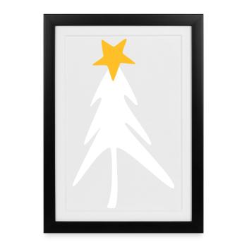 Fir Star Christmas Xmas Christmas skandi - Framed poster (27 × 37 cm) - black - Front