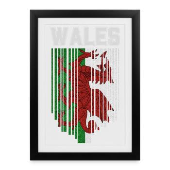 Drapeau du Pays de Galles, fierté galloise - Affiche encadrée (27 × 37 cm) - noir - Devant